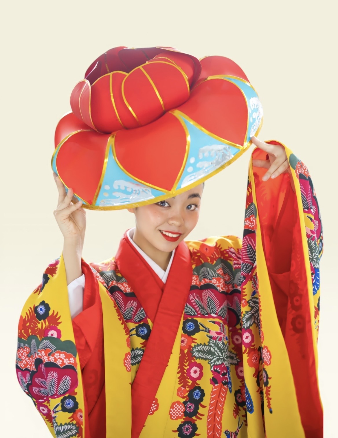 レンタル】紅型打掛「一越松柄」