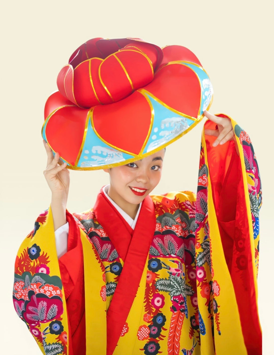 お値下げ中！【アンティーク・レア】沖縄　紅型　着物 羽織セット レンタル】紅型打掛「一越松柄」