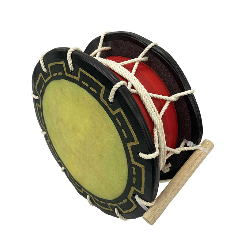 【美品】締め太鼓 楽天市場】締め太鼓 赤牛皮 直径25cm×高さ11cm エイサー用バチ1