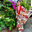 紅型柄　一越大鶴丸柄 着物反物