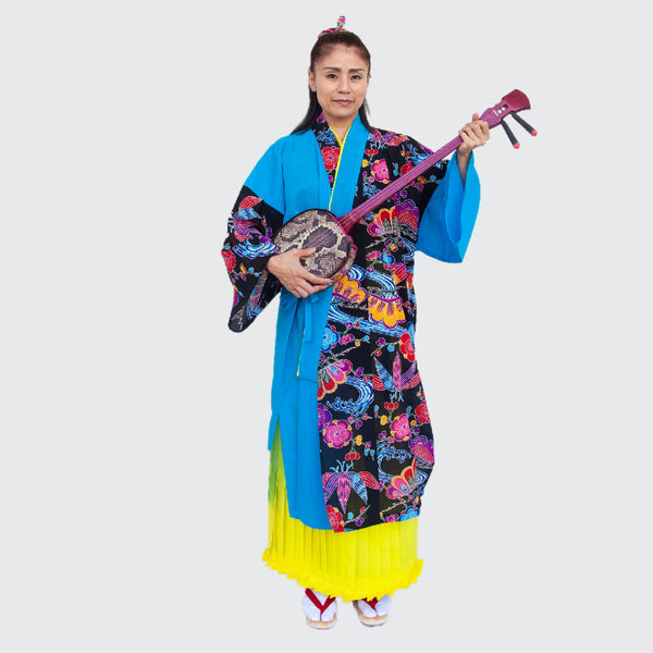 琉球絣ハーフ稽古着 ハーフ衣裳/稽古着】シックな黒 | つは琉球店