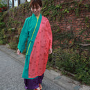 【ハーフ衣裳/稽古着】シーサーがいっぱい（エメラルドグリーン）