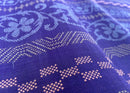 【ポリエステル　花柄ミンサー　紺色】マスク生地・布単品100cm×38cm