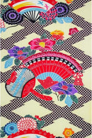 紅型柄　一越扇面松皮菱柄 着物反物