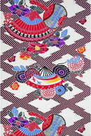 紅型柄　一越扇面松皮菱柄 着物反物