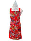 琉球染物 紅型エプロン ポケット付き_2サイズ＜レッド＞