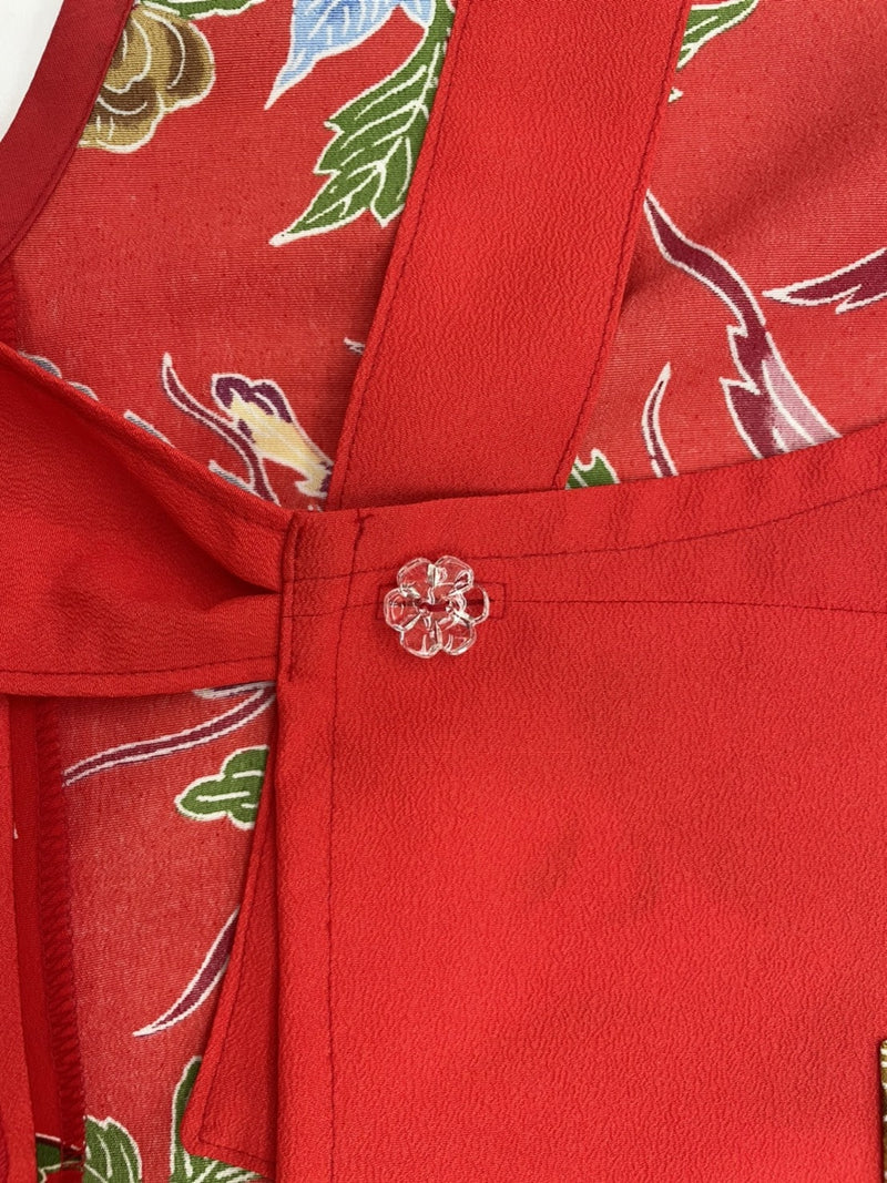 琉球染物 紅型エプロン ポケット付き_2サイズ＜レッド＞