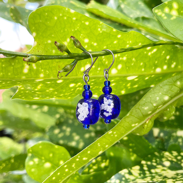 緑の風 トンボ玉】マース玉 ピアス 3色【ライトブルー・ブルー・ピンク