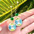 【ピアス＆イヤリング】やちむんグリーン ポリマークレイピアス