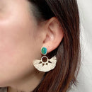 【ピアス＆イヤリング】ボリュームフリンジ グリーン ポリマークレイピアス