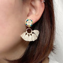 【ピアス＆イヤリング】ボリュームフリンジ マルチカラー ポリマークレイピアス