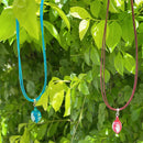 【緑の風 トンボ玉】マース玉 ネックレス 2色【ライトブルー・ピンク】